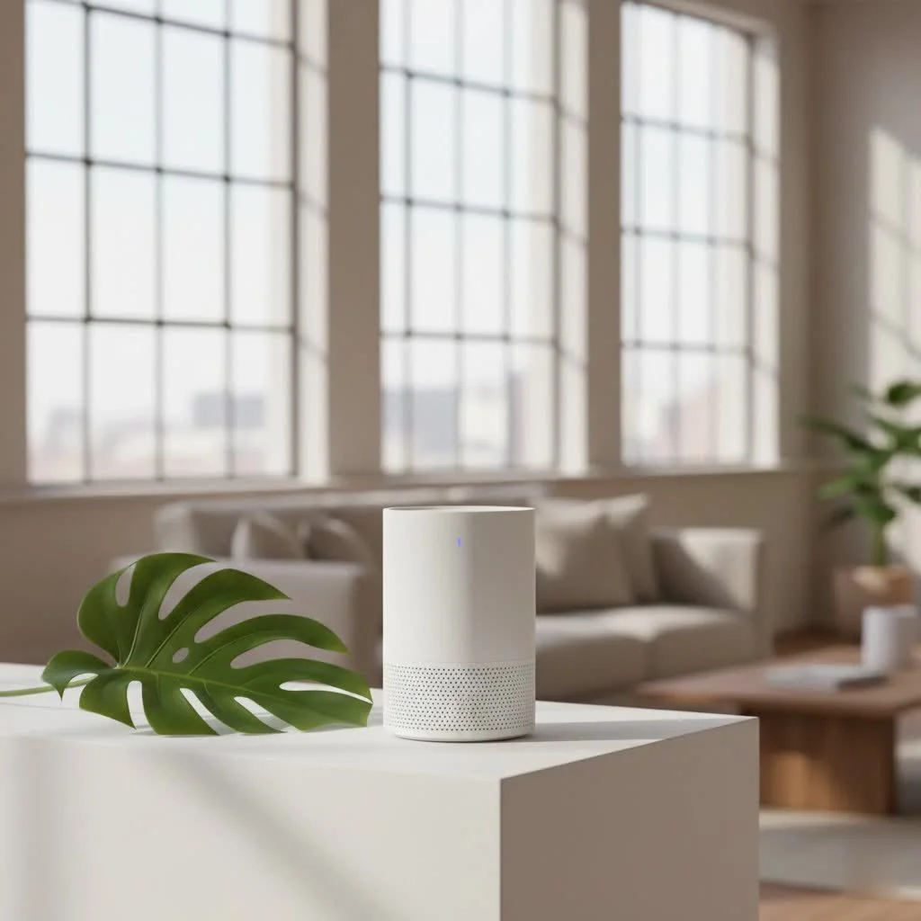 Compact WiFi router on a desk