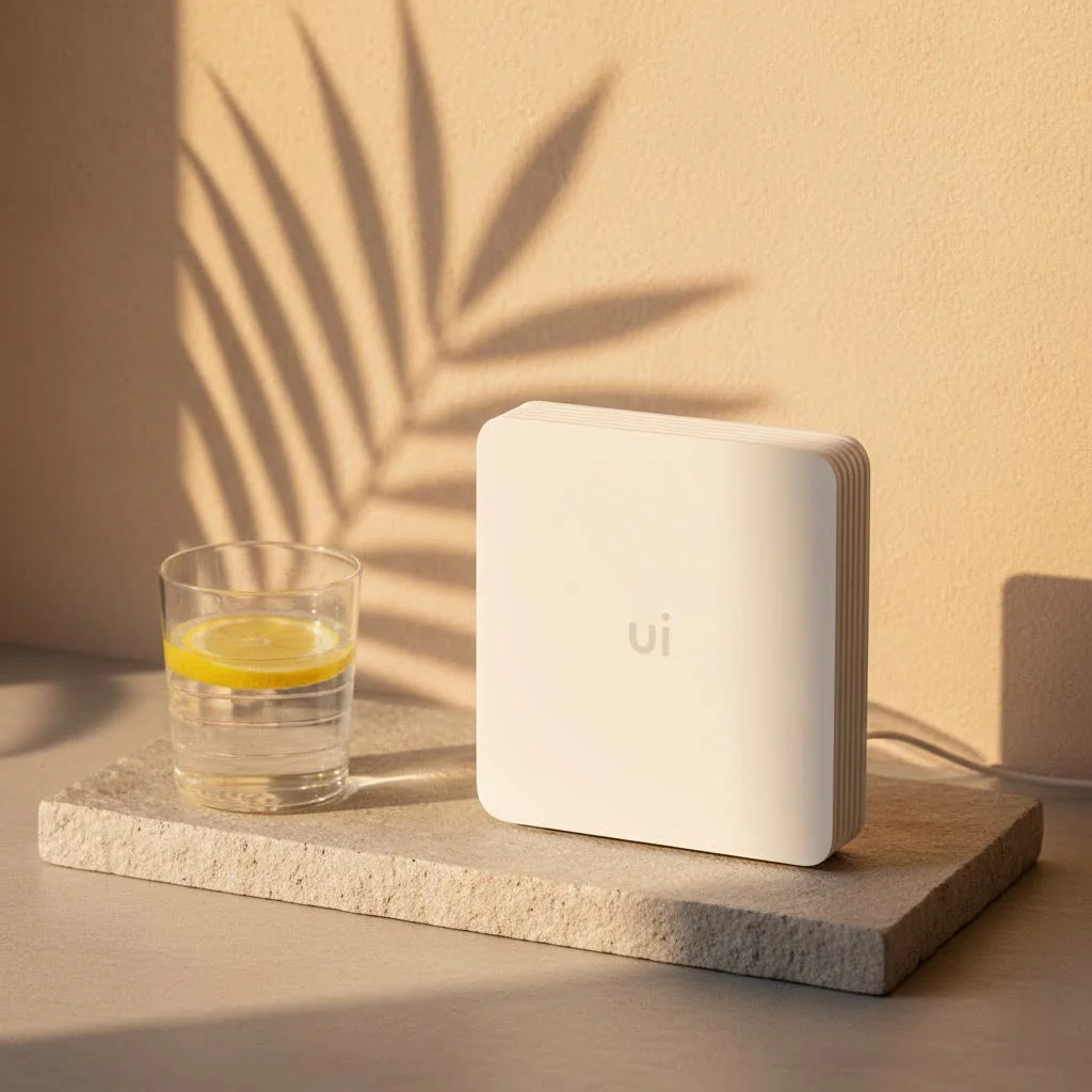 Modern WiFi router with multiple antennas and glowing lights