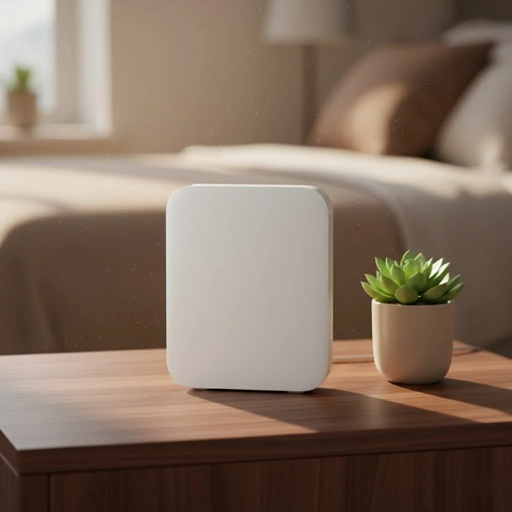 Compact travel WiFi router with antennas and indicator lights